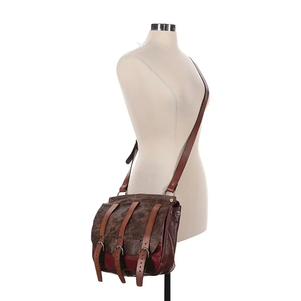 Handmade leather ren faire fantasy mix leather crossbody bag - Picture 11 of 12